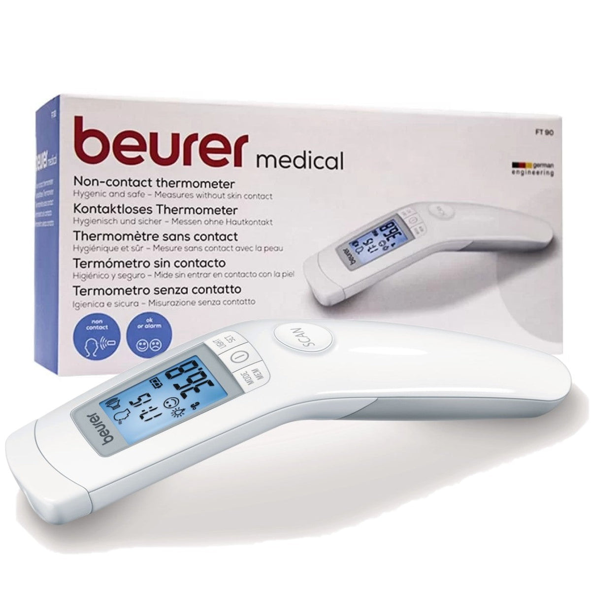 Beurer FT 90 Non-Contact Clinical Thermometer | Measure Forehead, Room or Surface Temperatures | Quick & Accurate