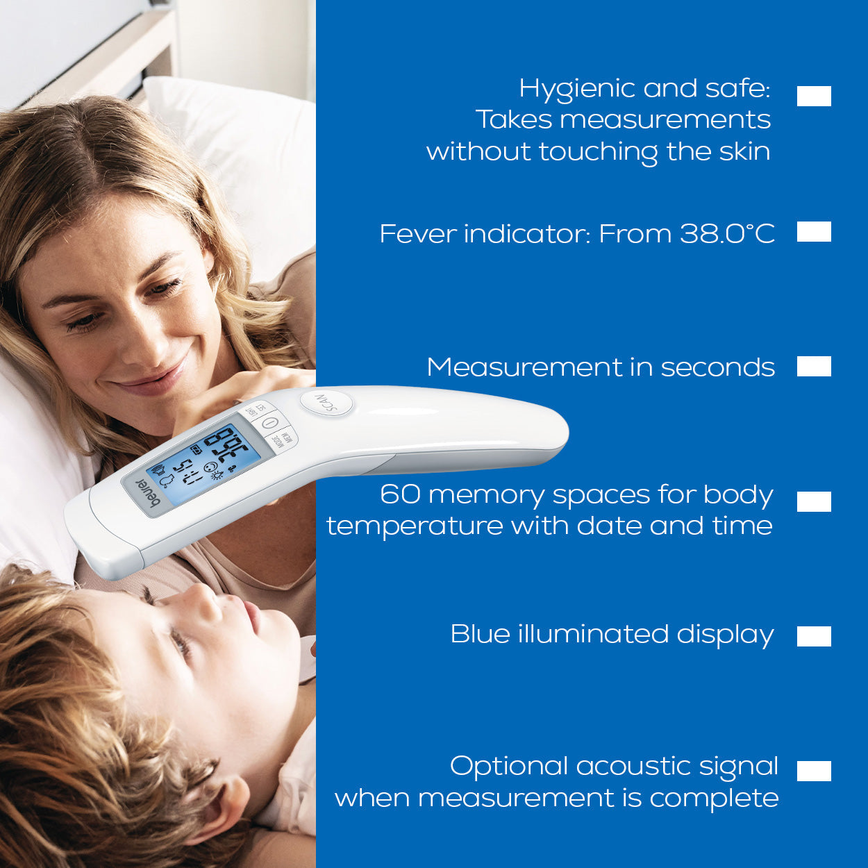 Beurer FT 90 Non-Contact Clinical Thermometer | Measure Forehead, Room or Surface Temperatures | Quick & Accurate