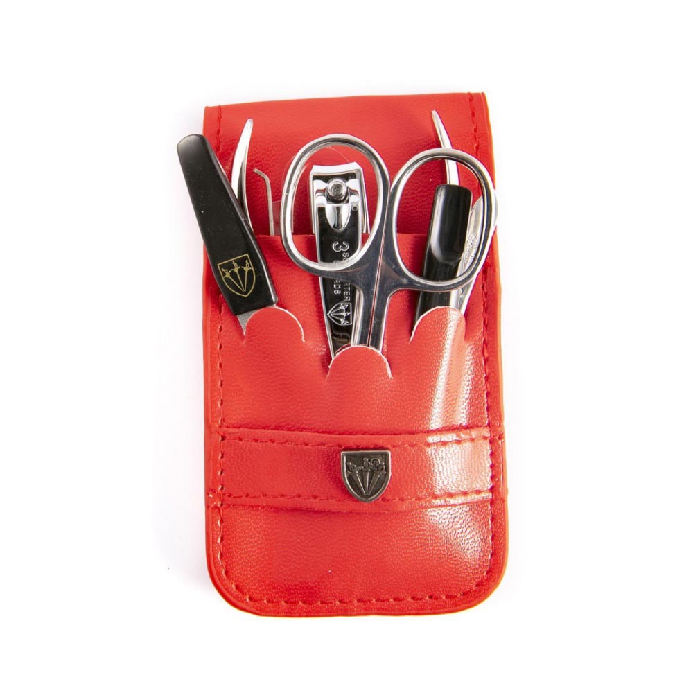 Kellermann 3 Swords Manicure Set Faux Leather Red FU 56713 MC N CUT 6 Piece