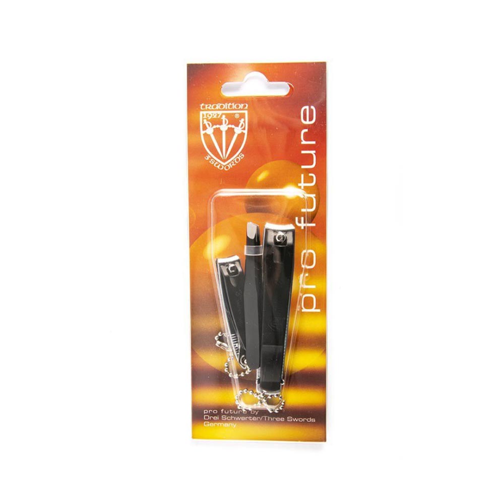 Kellermann Toenail and Nail Clippers + Tweezers in Black and Silver 3 Piece FU 8118
