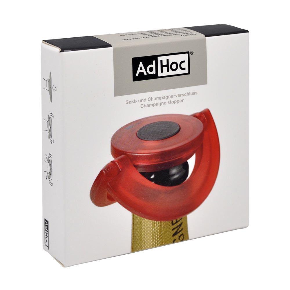 AdHoc Champagne Stopper Leakproof Horizontal or Vertical Storage GUSTO - Red