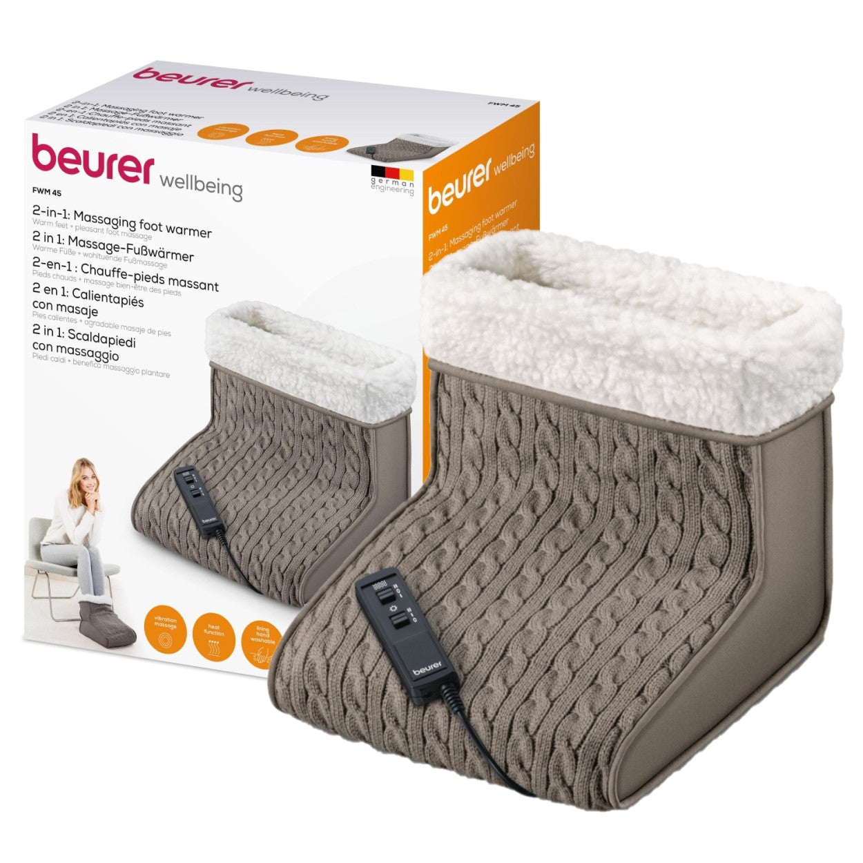 Beurer FWM 45 Massage Foot Warmer With Soft Teddy Bear Fabric