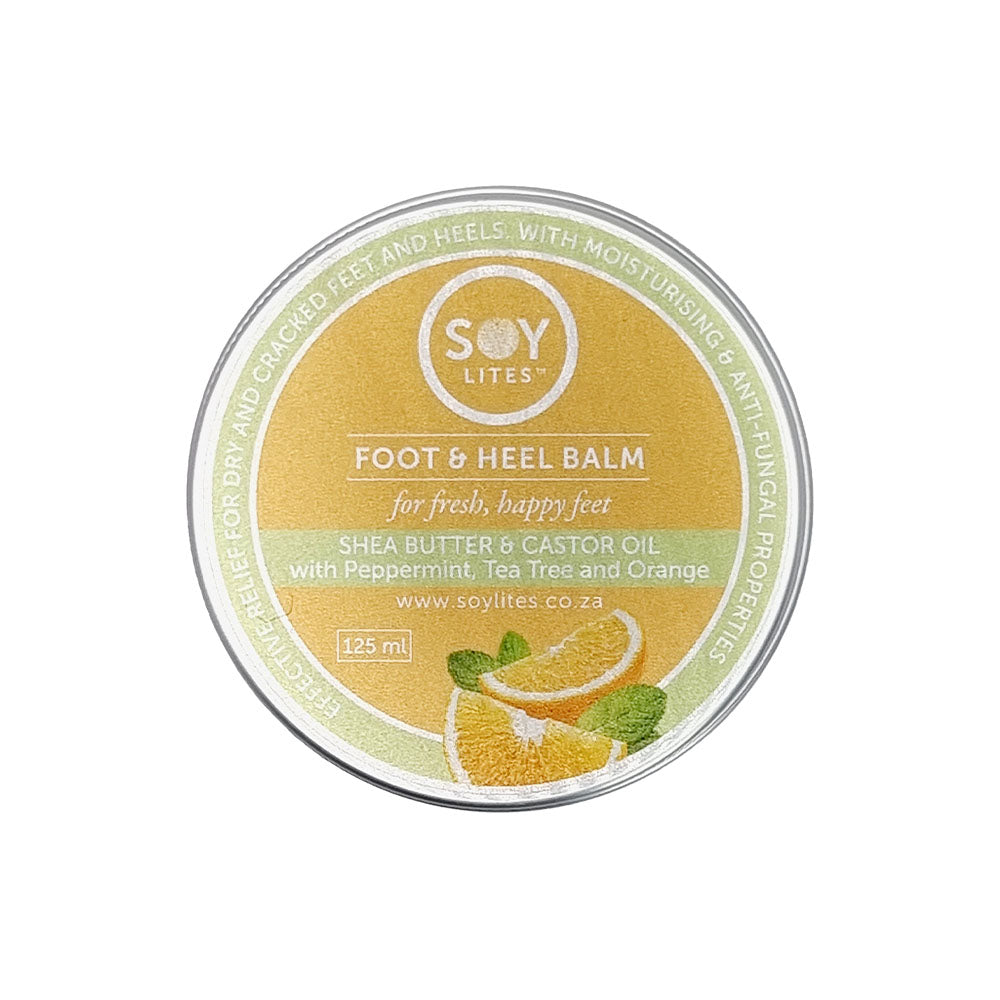 SoyLites Foot & Heel Balm - Shea Butter and Castor Oil with Peppermint, Tea Tree and Orange (125ml)
