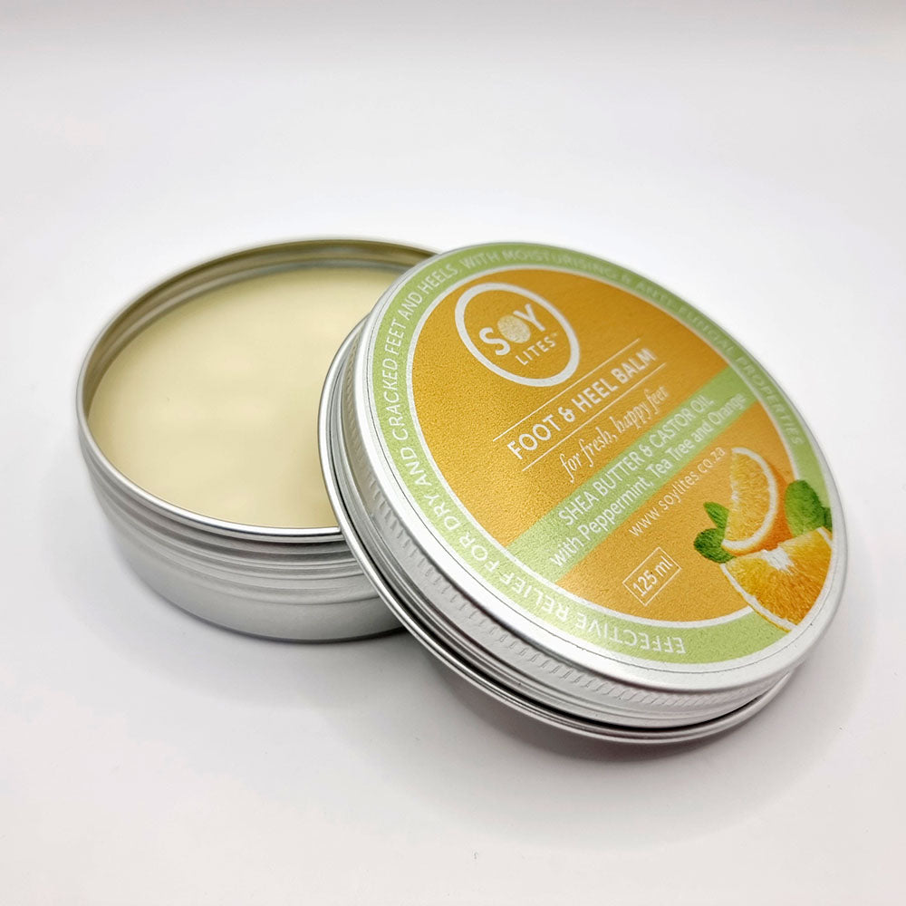 SoyLites Foot & Heel Balm - Shea Butter and Castor Oil with Peppermint, Tea Tree and Orange (125ml)