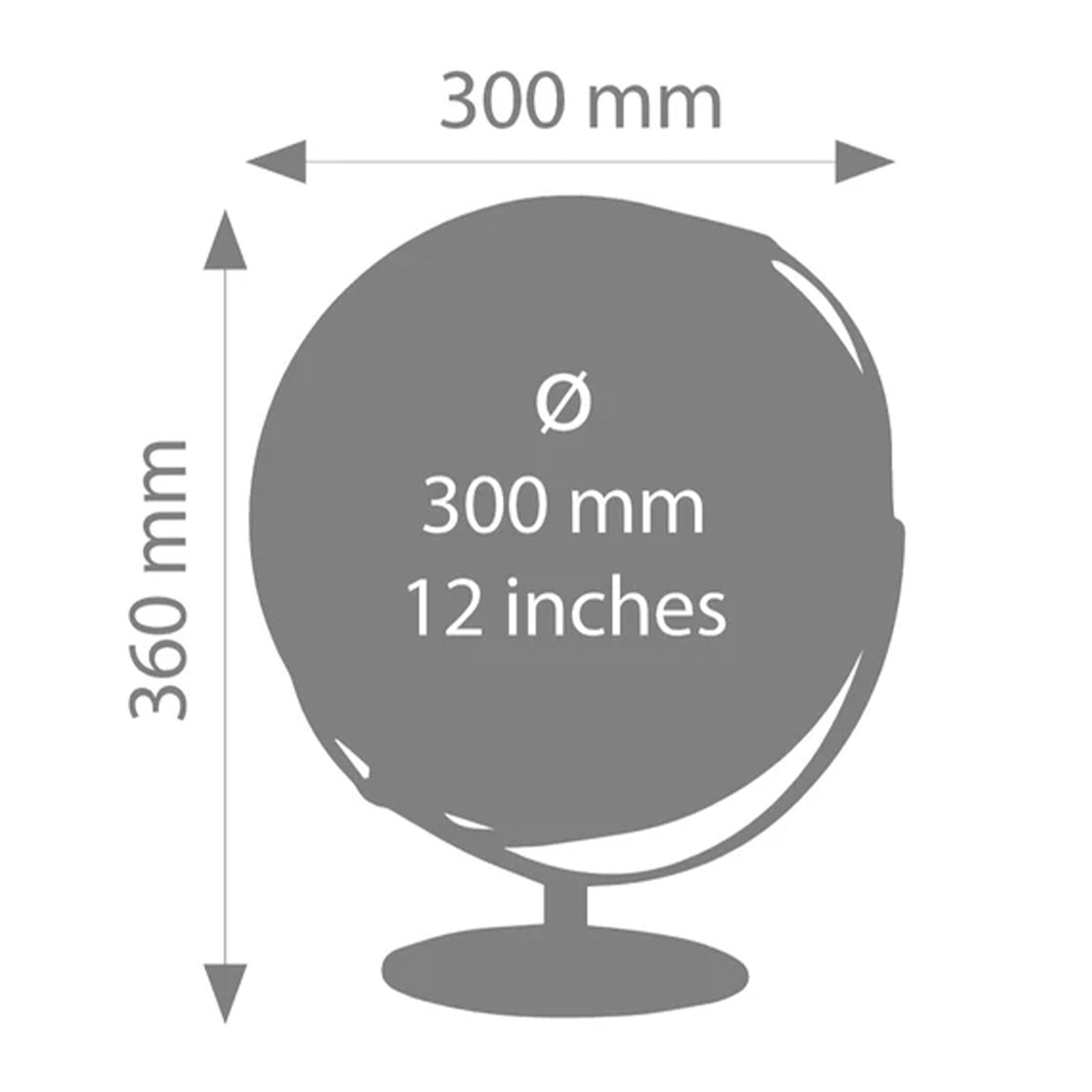 TROIKA Germany Decorative Globe 30cm | Chrome Metal Base | Black Silver