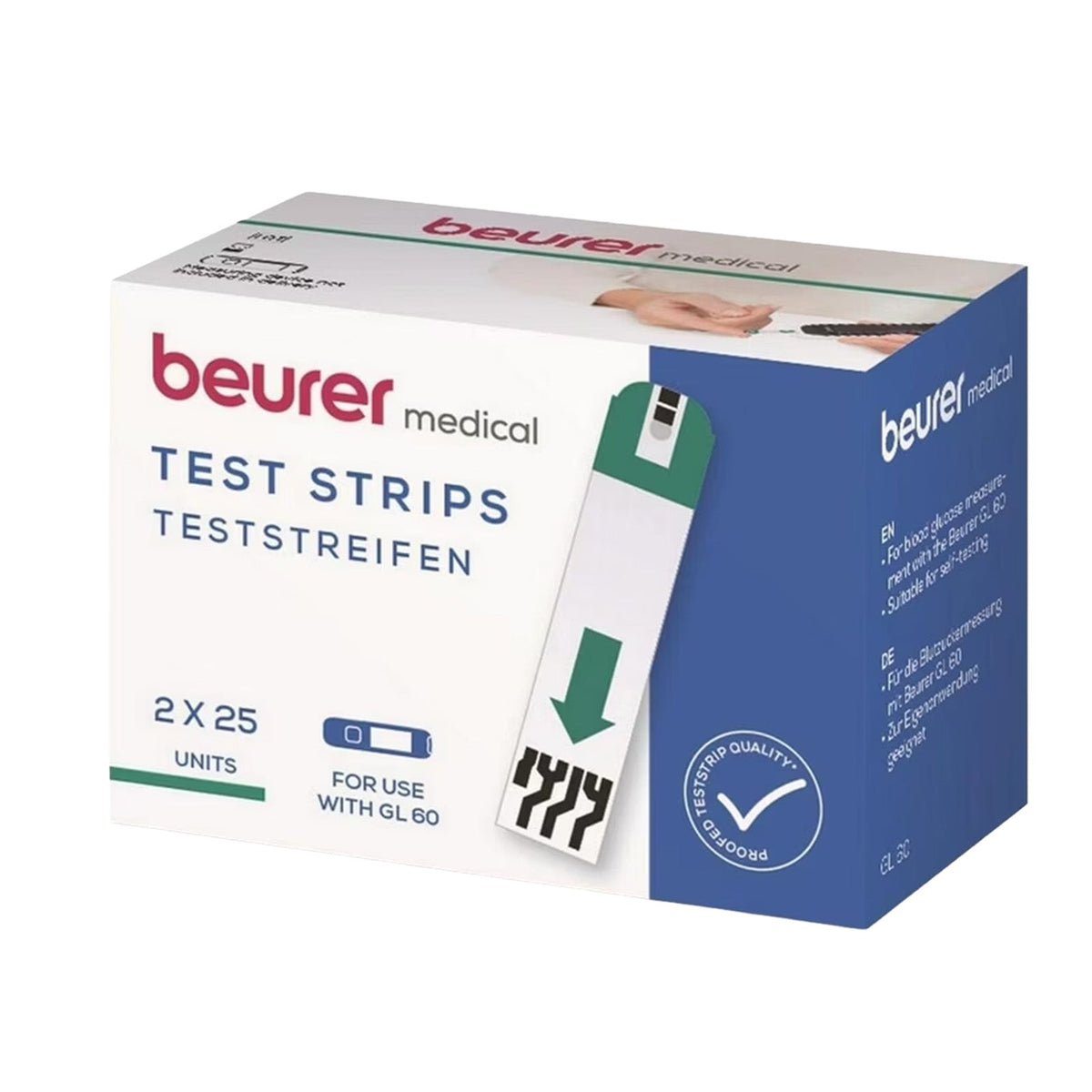 Beurer Germany GL 60 Blood Glucose Meter Test Strips, 50 Strips (2 x 25)