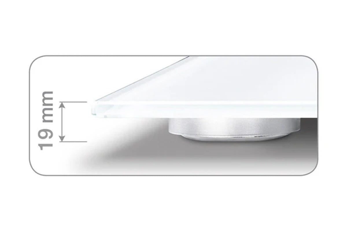 Beurer GS 10 Bathroom Scale: Compact, Space-Saving Design. Black Glass. 180kg Capacity