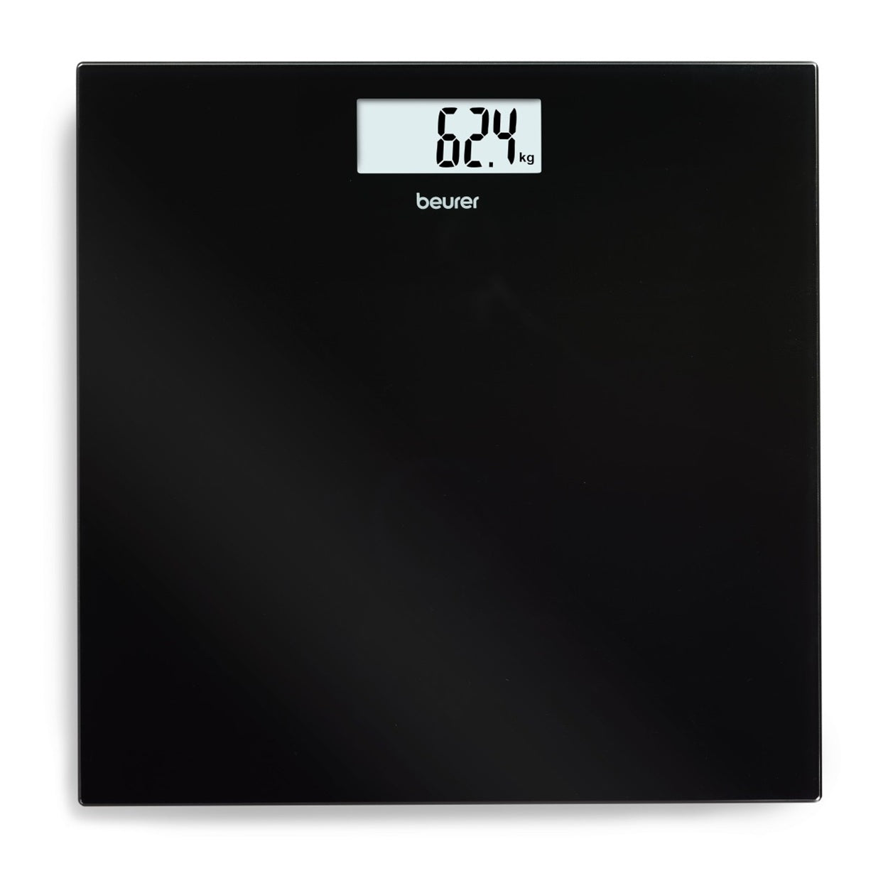 Beurer GS 10 Bathroom Scale: Compact, Space-Saving Design. Black Glass. 180kg Capacity