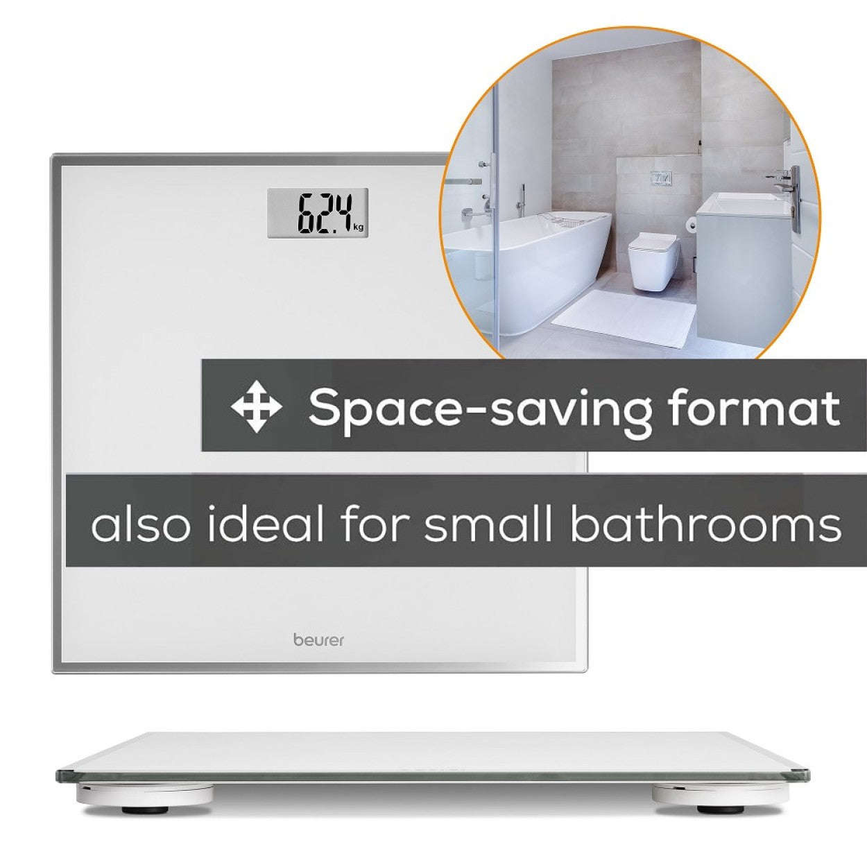 Beurer Bathroom Scale | GS 120 | Compact, Space-Saving Design | 150kg Capacity