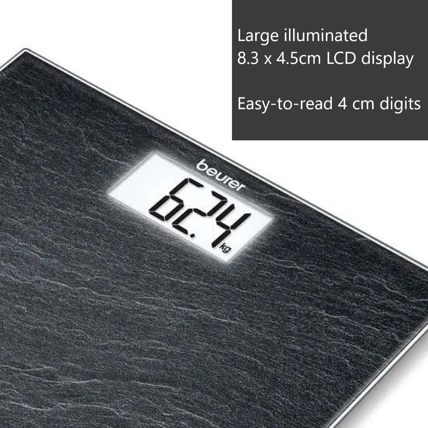 Beurer GS 203 Personal Bathroom Scale | Slate Print on Safety Glass | 150kg Weight Capacity