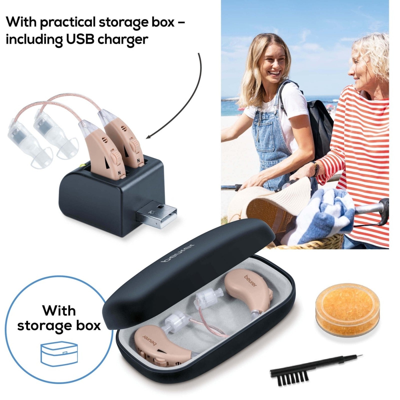 Beurer Germany HA 55 Personal Hearing Amplifiers. Rechargeable. RIC Design. Set of 2