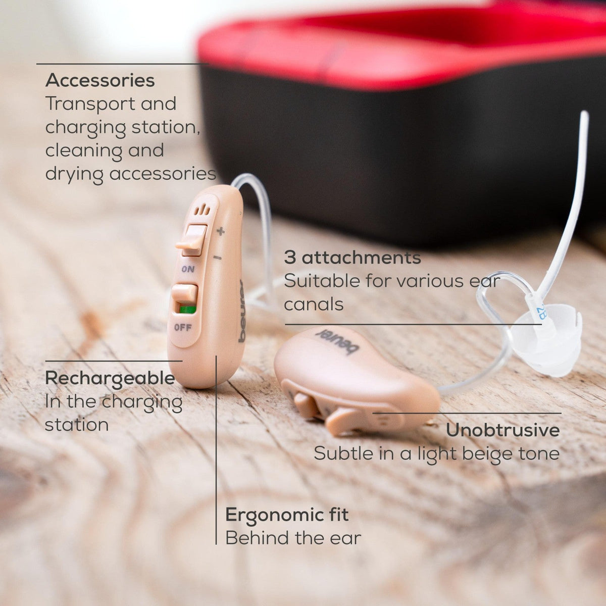 Beurer Germany HA 90 Digital Personal Sound Amplifier Set | Rechargeable | Behind-the Ear