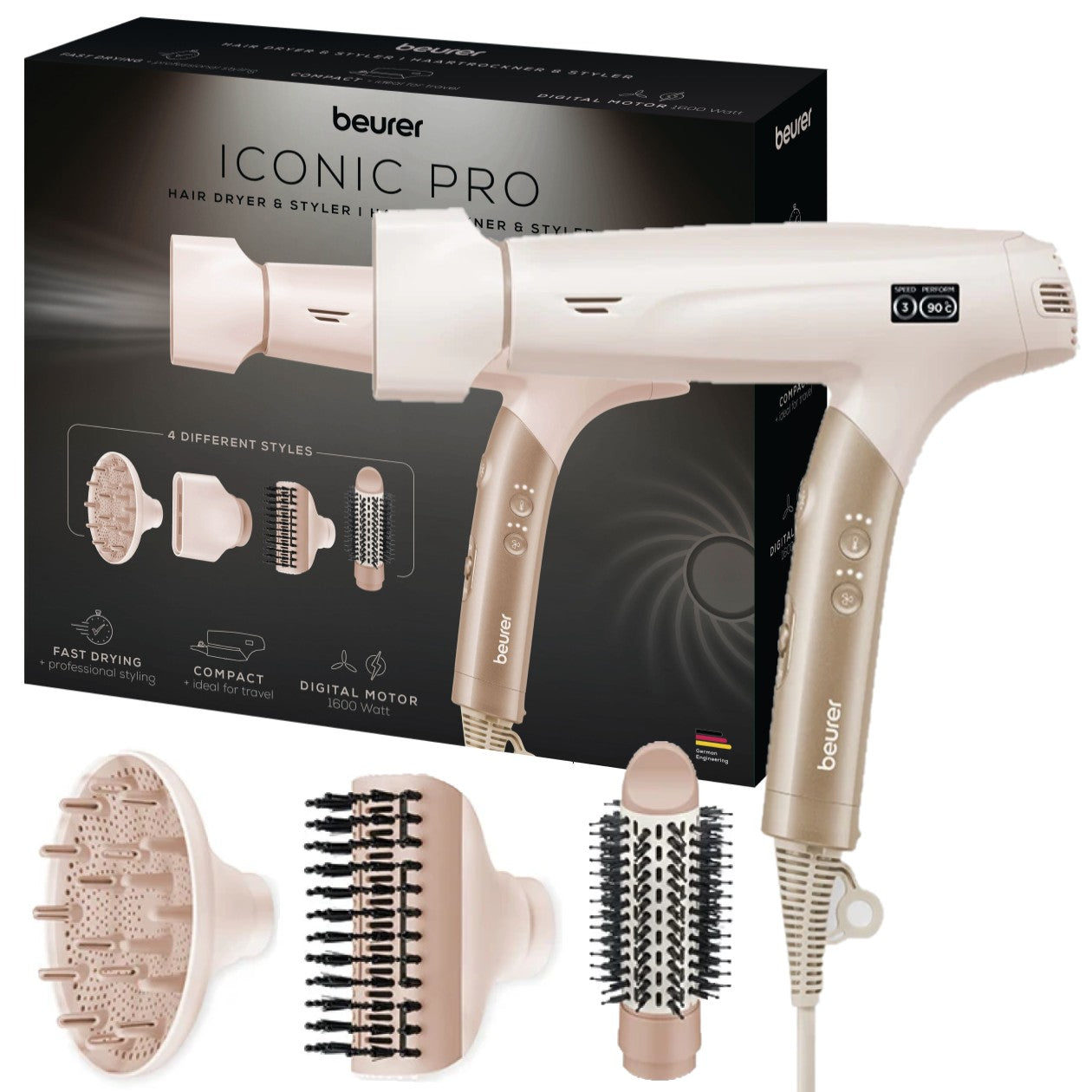 Beurer HC 150 One-Step Hair Dryer Styler with Attachments Ionic