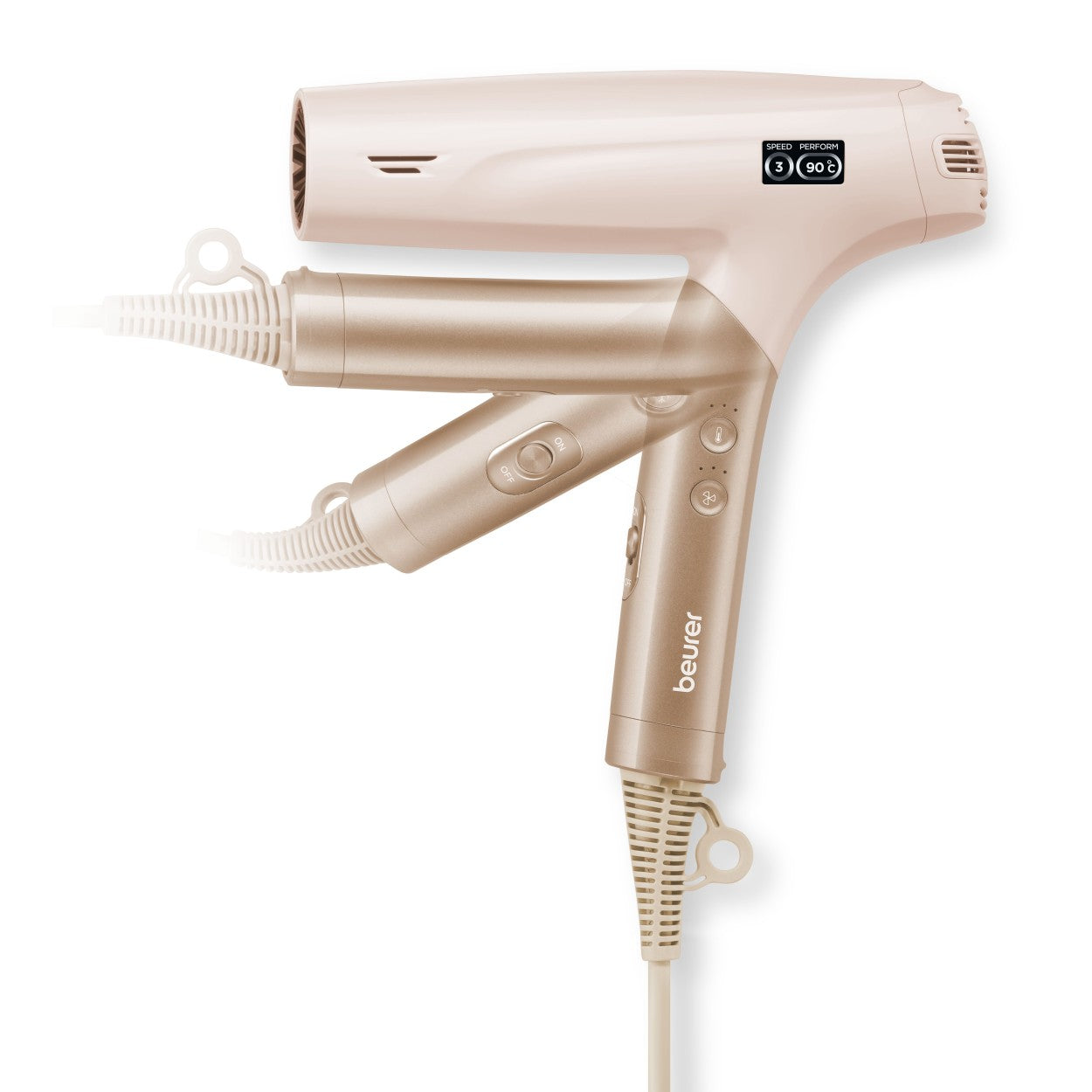Beurer HC 150 One-Step Hair Dryer & Styler with 4 Attachments | Ionic | Foldable & Light for Travel | 1600W