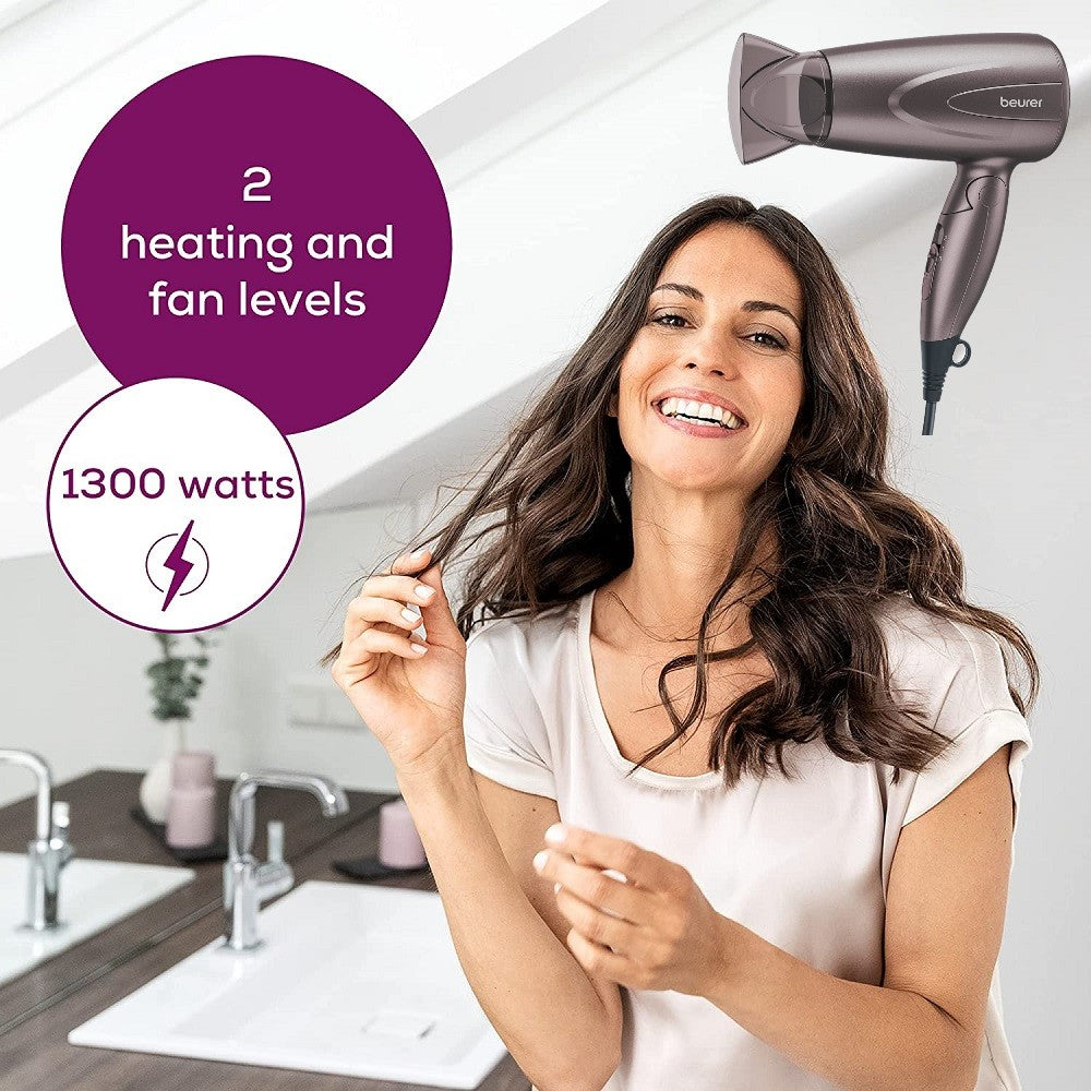 Beurer Hair Dryer HC 17 Compact Travel Hair Dryer with Folding Handle 1300W