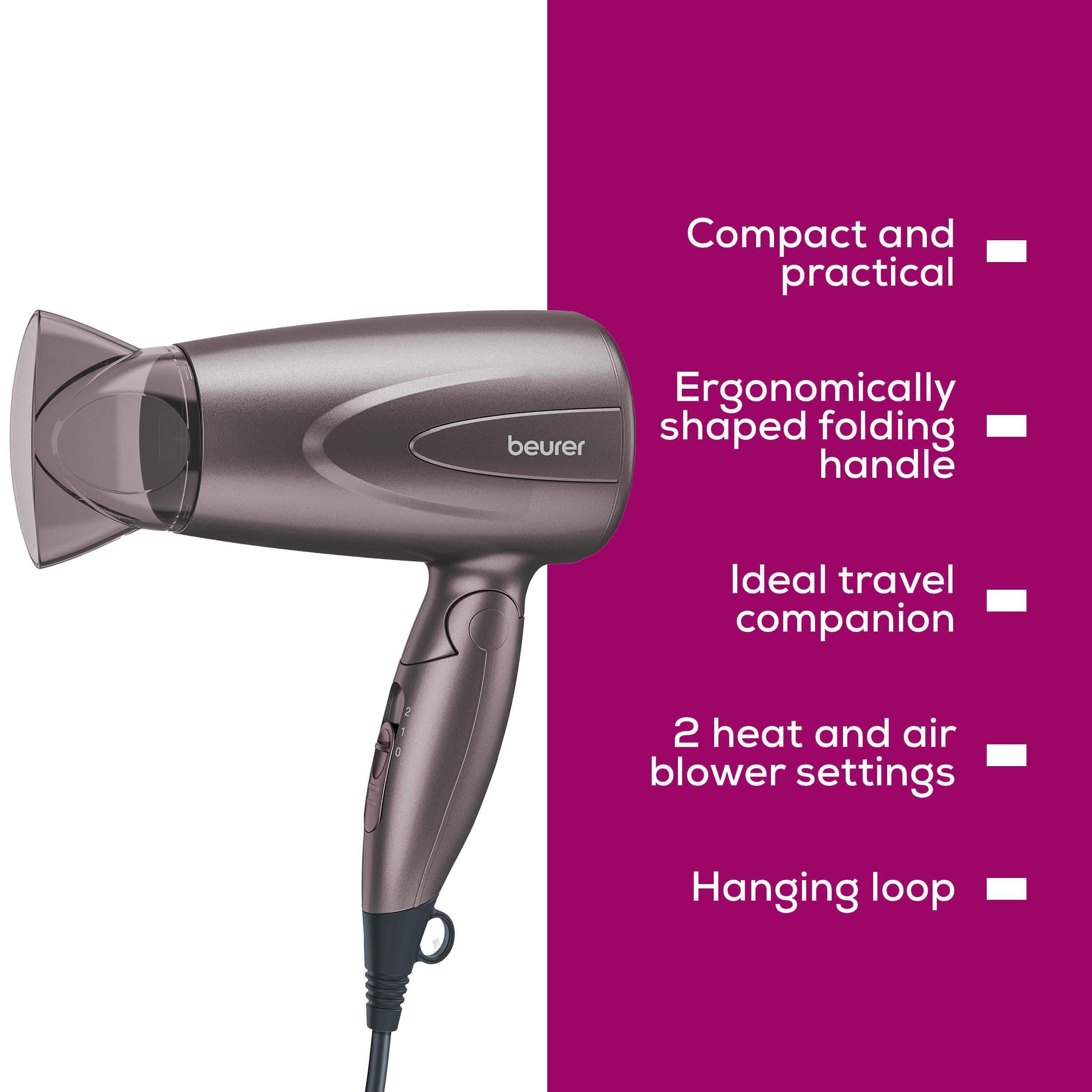 Beurer Hair Dryer HC 17 Compact Travel Hair Dryer with Folding Handle 1300W