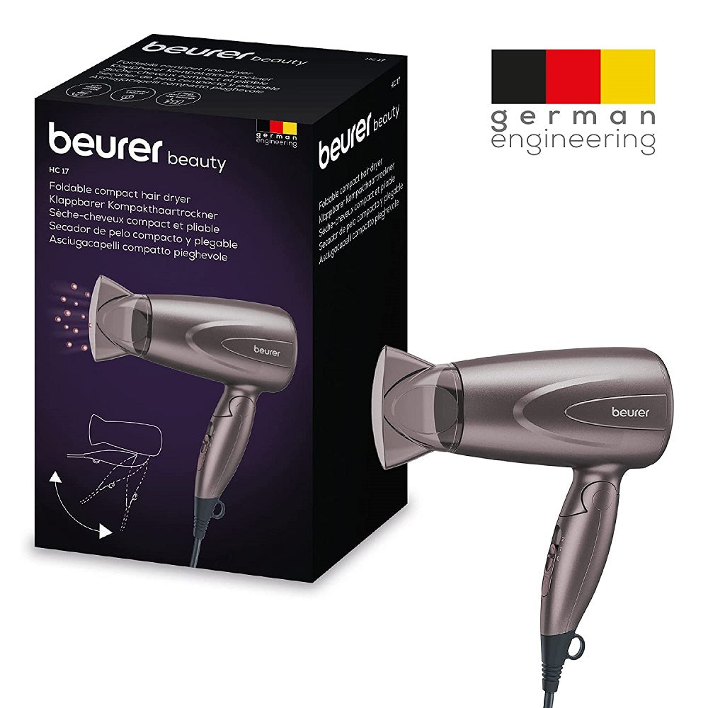 Beurer Hair Dryer HC 17 Compact Travel Hair Dryer with Folding Handle 1300W