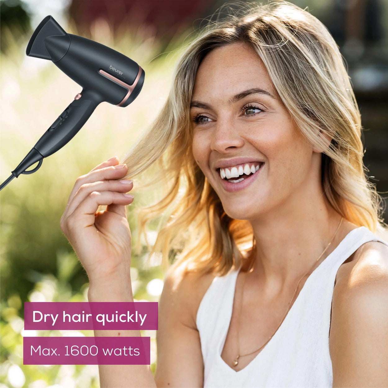 Beurer HC 25 Travel Hair Dryer | World Travel Voltage Switchover | Foldable | 1600 W Drying