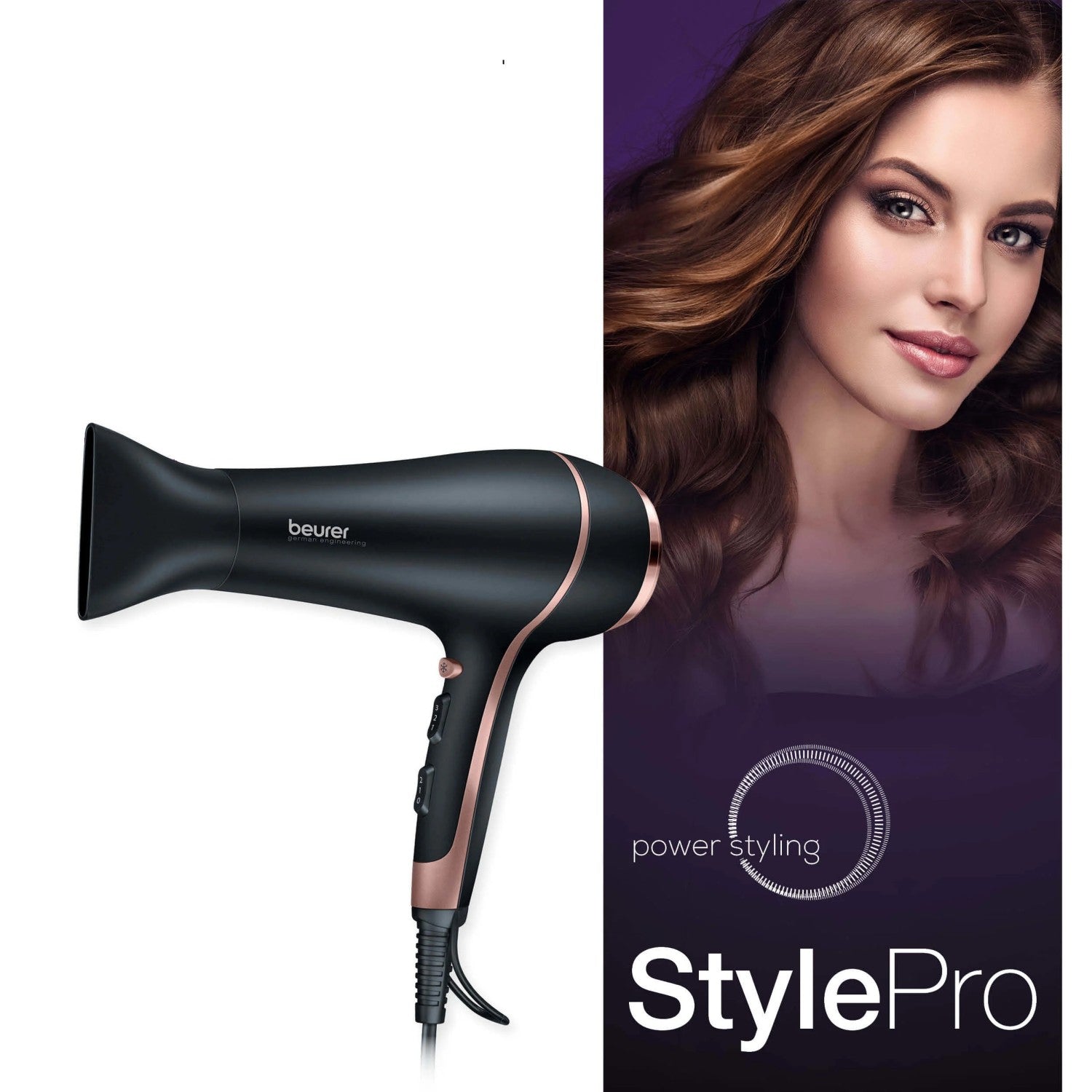 Beurer HC 30 Hair Dryer: Professional Blow Dryer & Slim Nozzle. 2200-2400 W. 3 Heat & 2 Fan Settings