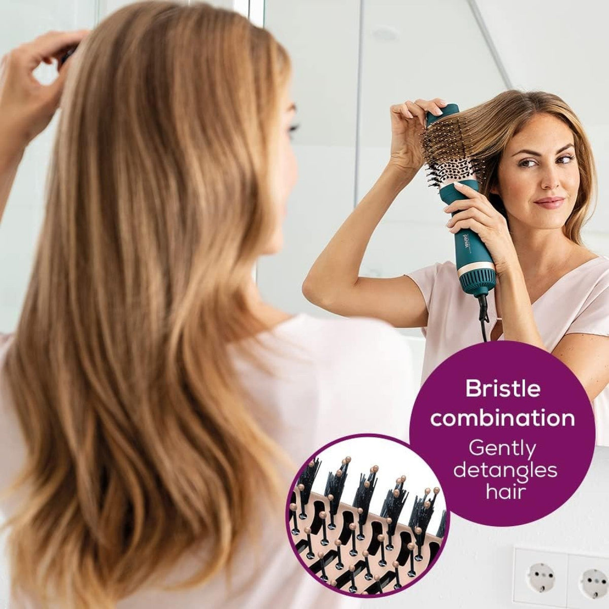 Beurer 2-in-1 Volumising Hair Dryer Brush in XXL Size for Ultra Volume & Style: HC 45 in Ocean Blue