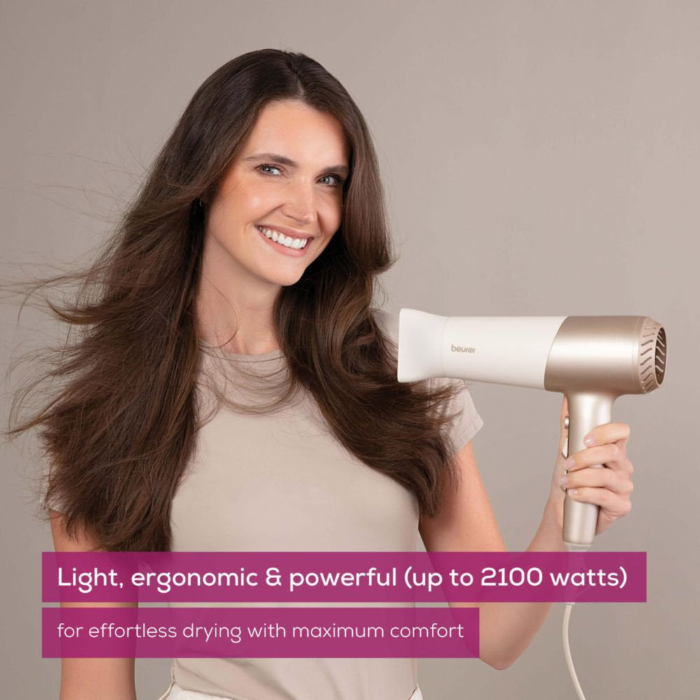 Beurer HC 70 Travel Hair Dryer | Ion Technology for Shine| 2100W Quick-Dry Power