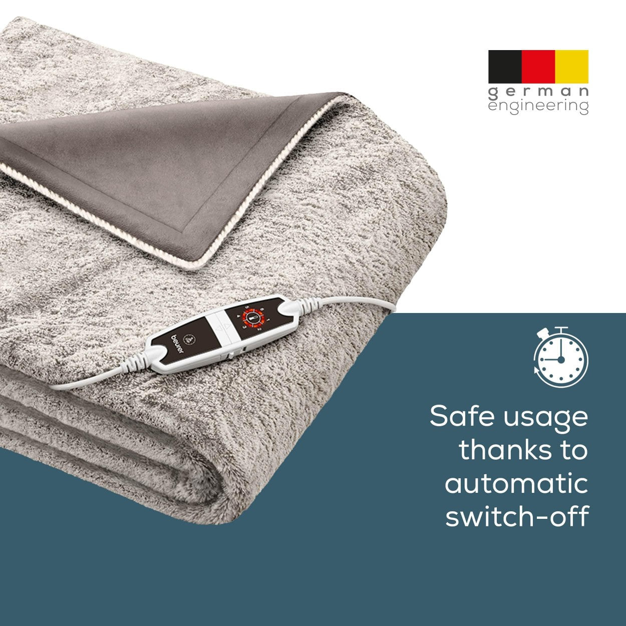 Beurer HD 150 XXL Electric Blanket Throw / Heated Over Blanket in Nordic Grey | 2x1.5m