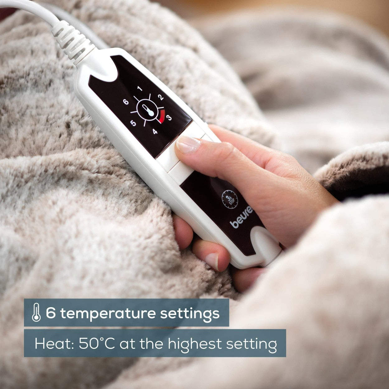 Beurer HD 150 XXL Electric Blanket Throw / Heated Over Blanket in Nordic Grey | 2x1.5m