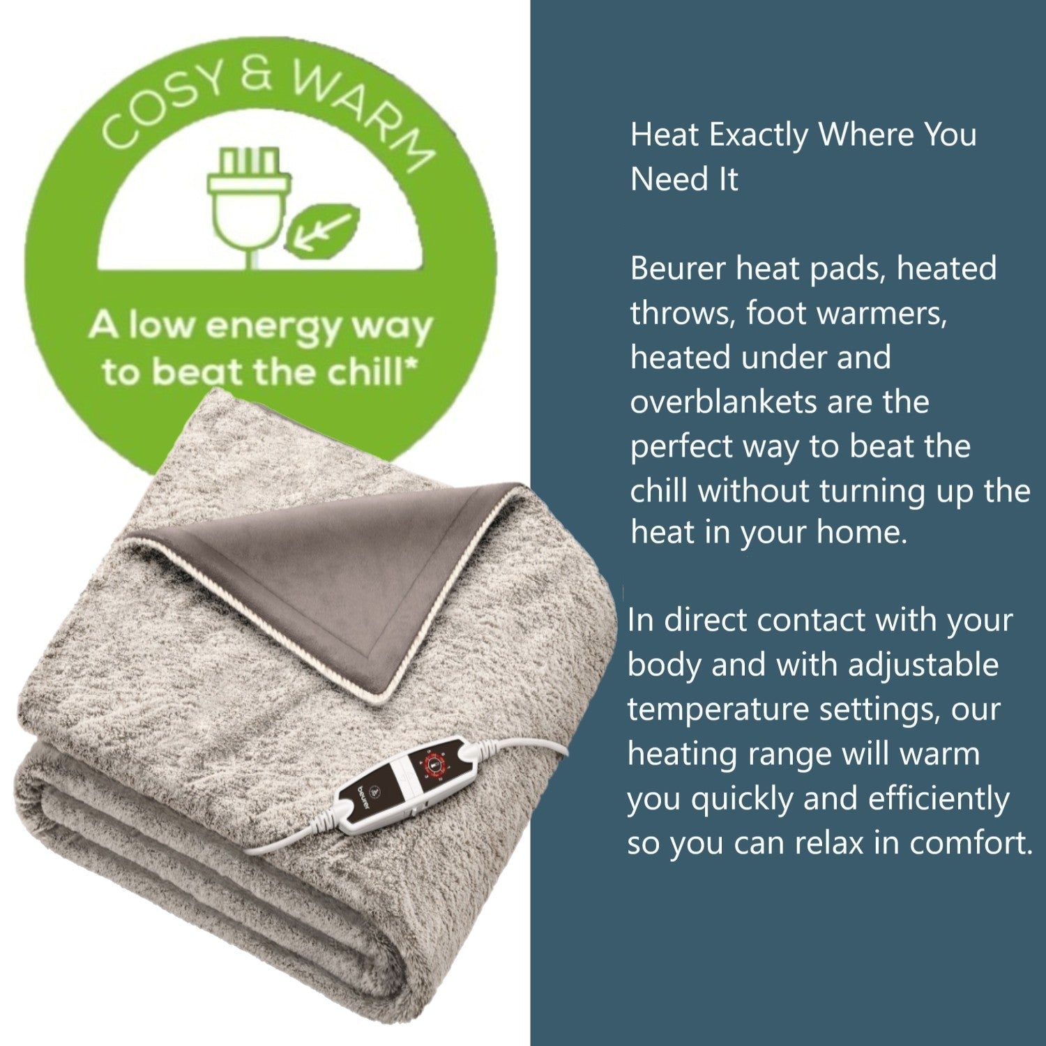 Beurer HD 150 XXL Electric Blanket Throw / Heated Over Blanket in Nordic Grey | 2x1.5m