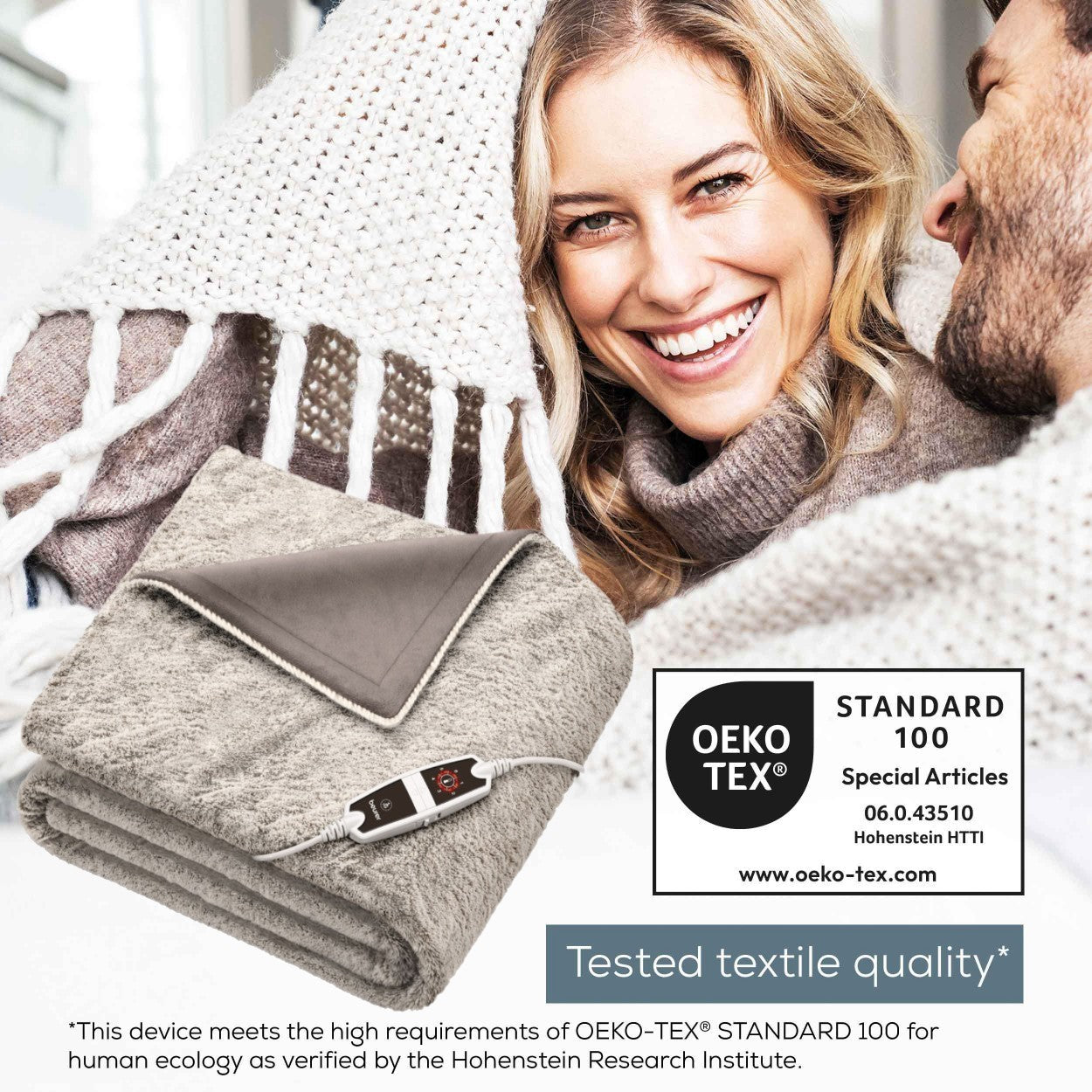 Beurer HD 150 XXL Electric Blanket Throw / Heated Over Blanket in Nordic Grey | 2x1.5m