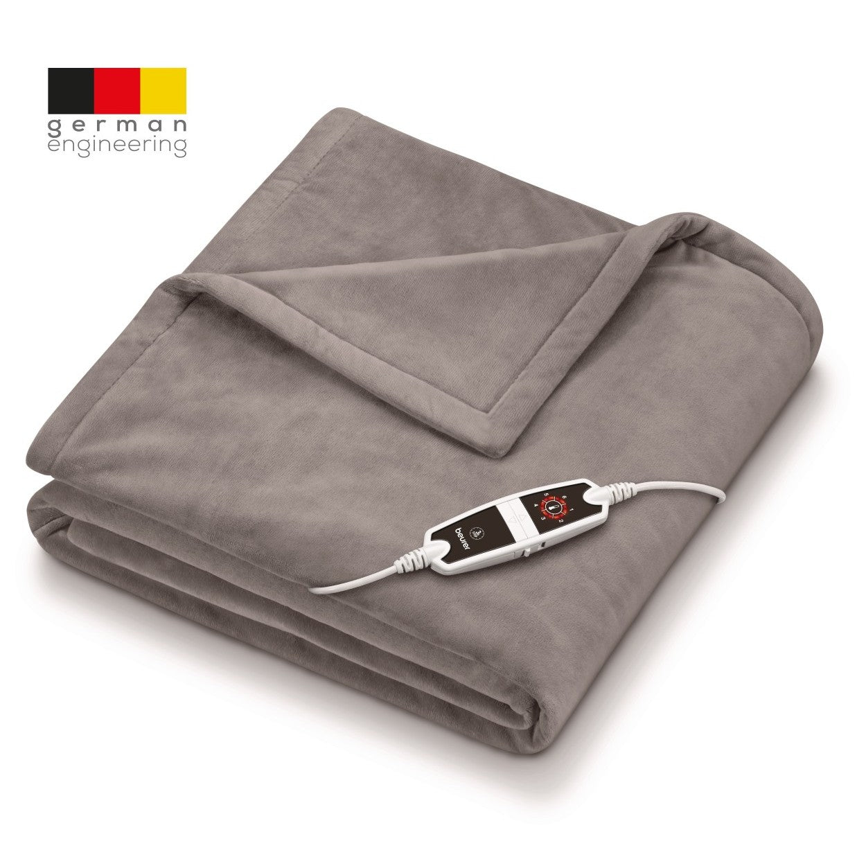 Beurer HD 150 XXL Electric Blanket Throw | Heated Over Blanket for Sofa, Bed, Study | 1.5x2m | Taupe Grey