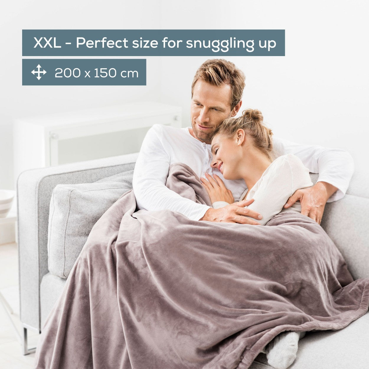 Beurer HD 150 XXL Electric Blanket Throw | Heated Over Blanket for Sofa, Bed, Study | 1.5x2m | Taupe Grey