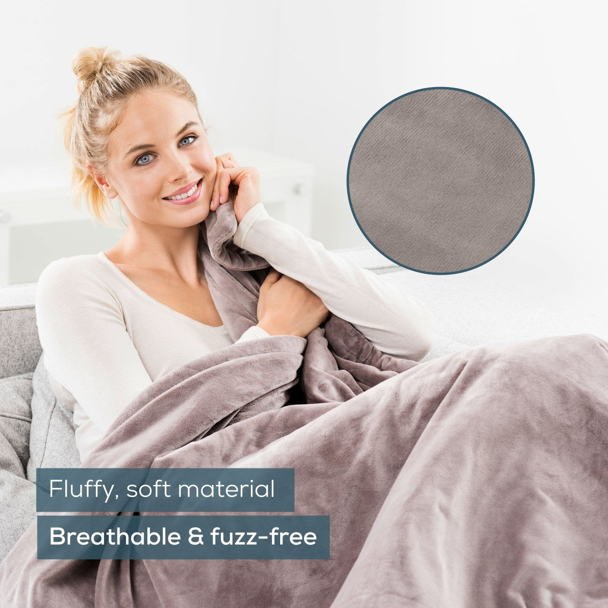Beurer HD 150 XXL Electric Blanket Throw | Heated Over Blanket for Sofa, Bed, Study | 1.5x2m | Taupe Grey
