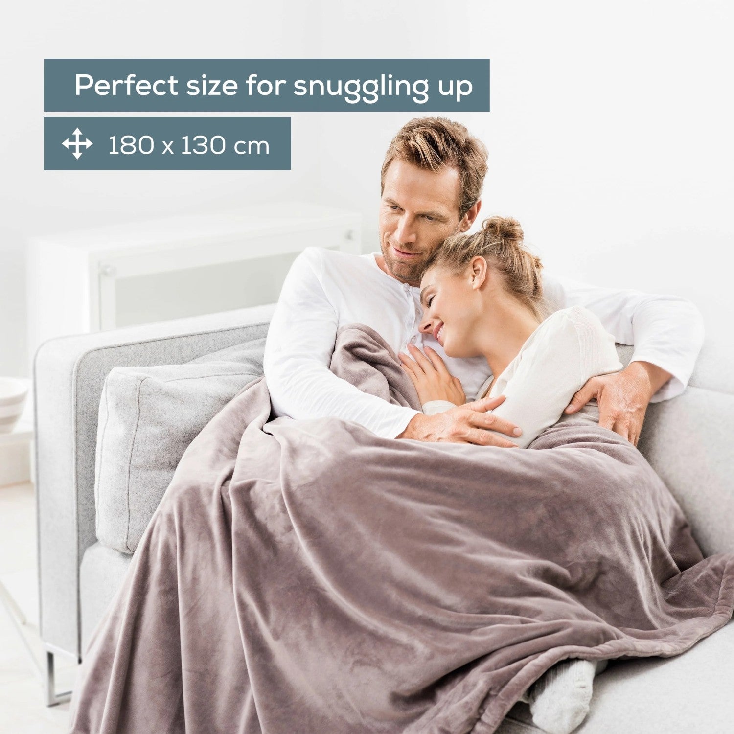Beurer HD 75 Electric Blanket: Portable Heated Throw for Sofa, Bed or Study | 180x130cm | Taupe