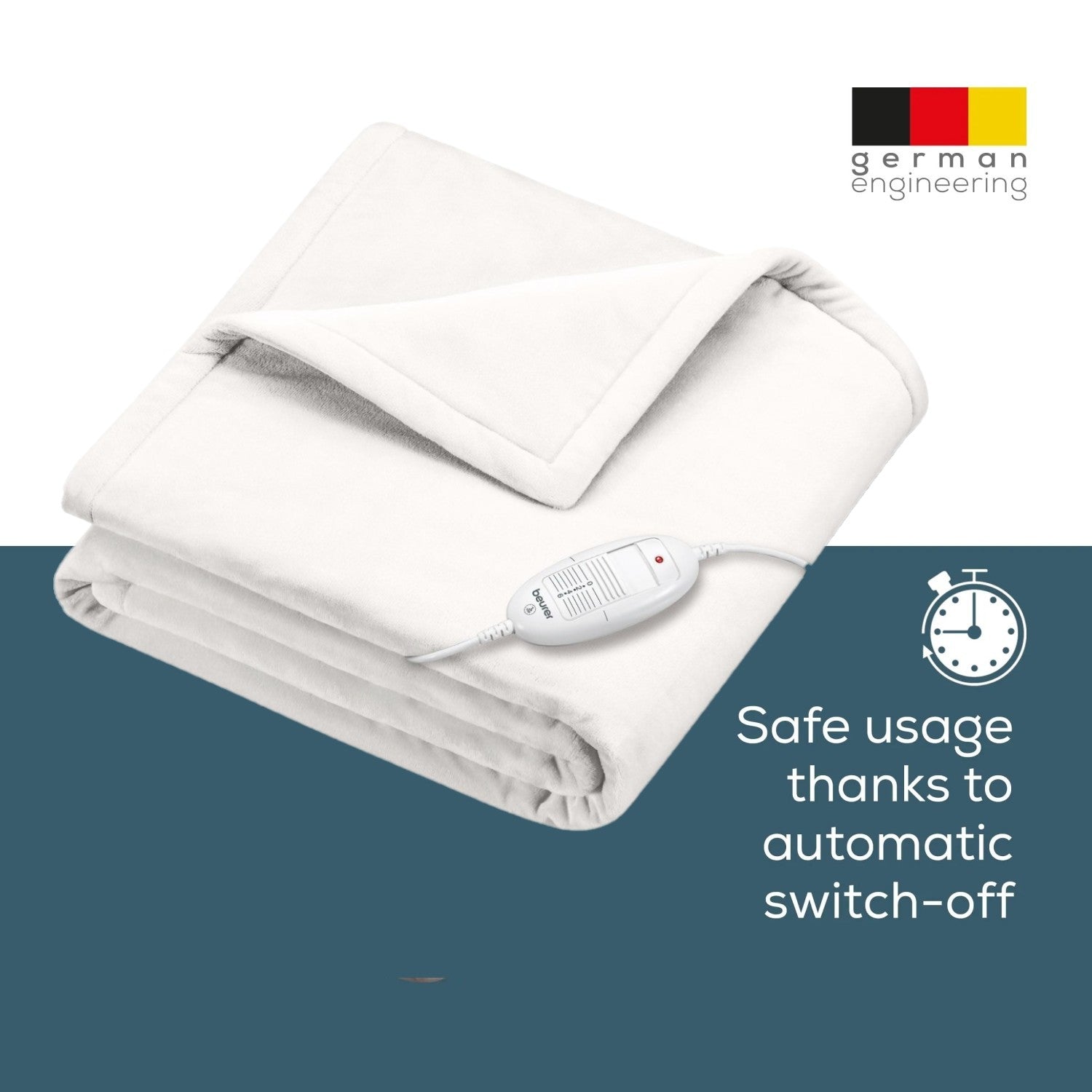 Beurer HD 75 Electric Blanket: Portable Heated Throw for Sofa, Bed or Study | 180x130cm | White