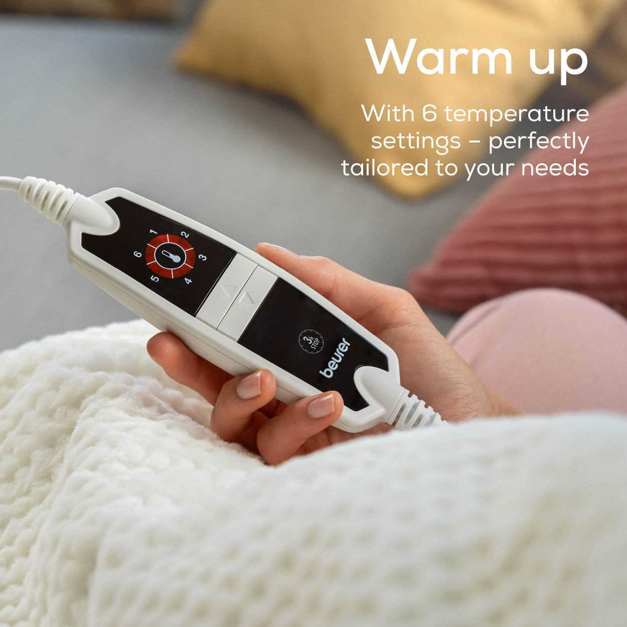 Beurer Electric Blanket HD 82 Helsinki | Portable Heated Throw for Sofa, Bed or Study | White | 130 x 180 cm