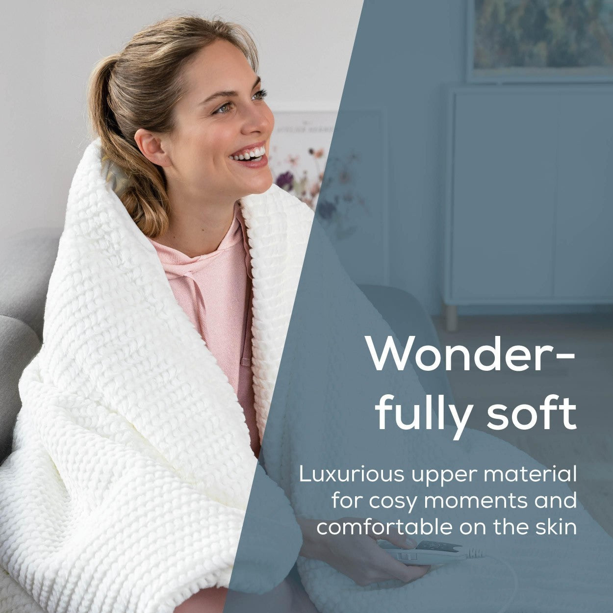 Beurer Electric Blanket HD 82 Helsinki | Portable Heated Throw for Sofa, Bed or Study | White | 130 x 180 cm