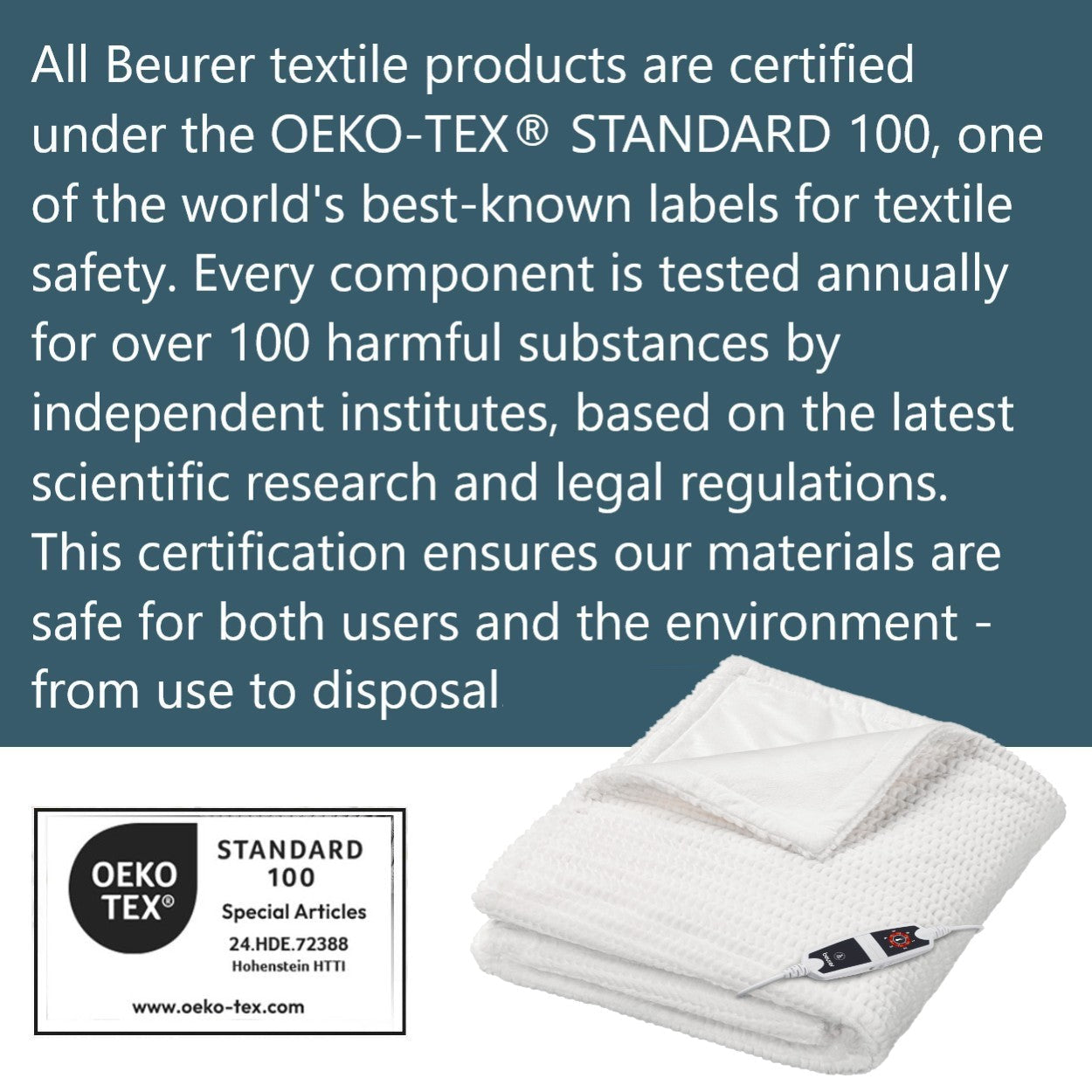 Beurer Electric Blanket HD 82 Helsinki | Portable Heated Throw for Sofa, Bed or Study | White | 130 x 180 cm