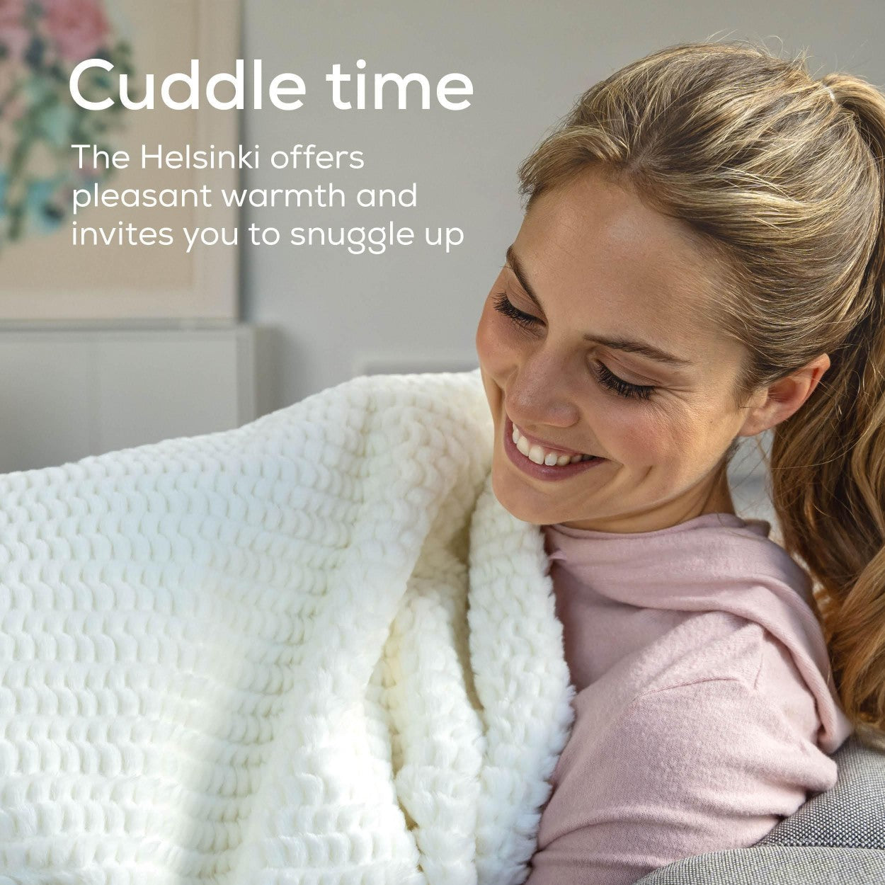 Beurer Electric Blanket HD 82 Helsinki | Portable Heated Throw for Sofa, Bed or Study | White | 130 x 180 cm