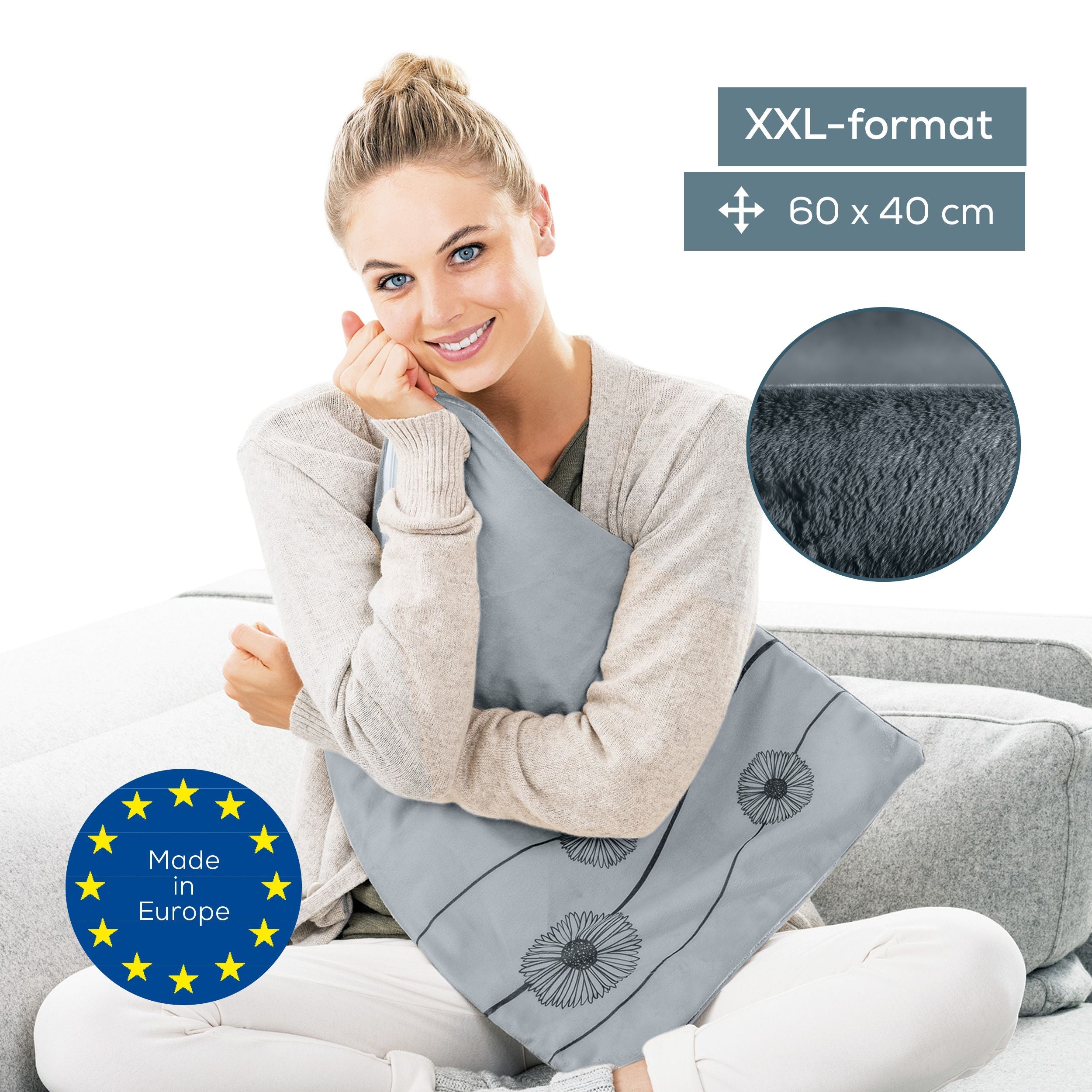 Beurer Electric Heat Pad HK 125 XXL COSY Energy Efficient Heating 60x40cm. Grey