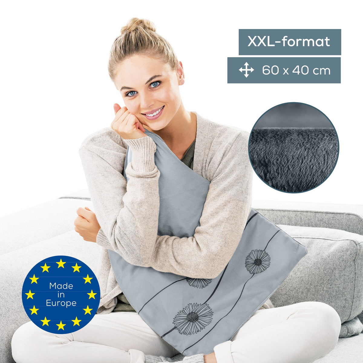Beurer Electric Heat Pad HK 125 XXL COSY Energy Efficient Heating 60x40cm. Grey