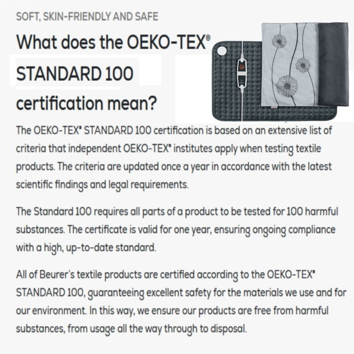 Beurer Electric Heat Pad HK 125 XXL COSY Energy Efficient Heating 60x40cm. Grey