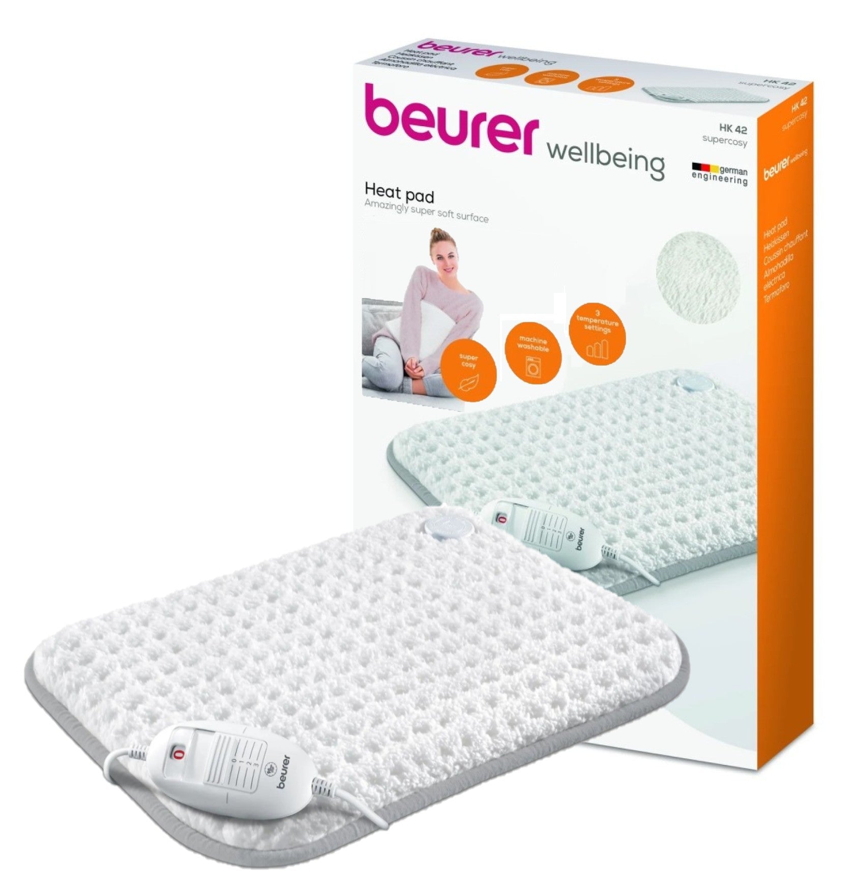 Beurer HK 42 COSY Heating Pad: XL 44x33cm. Low Energy Use & Super Fleecy