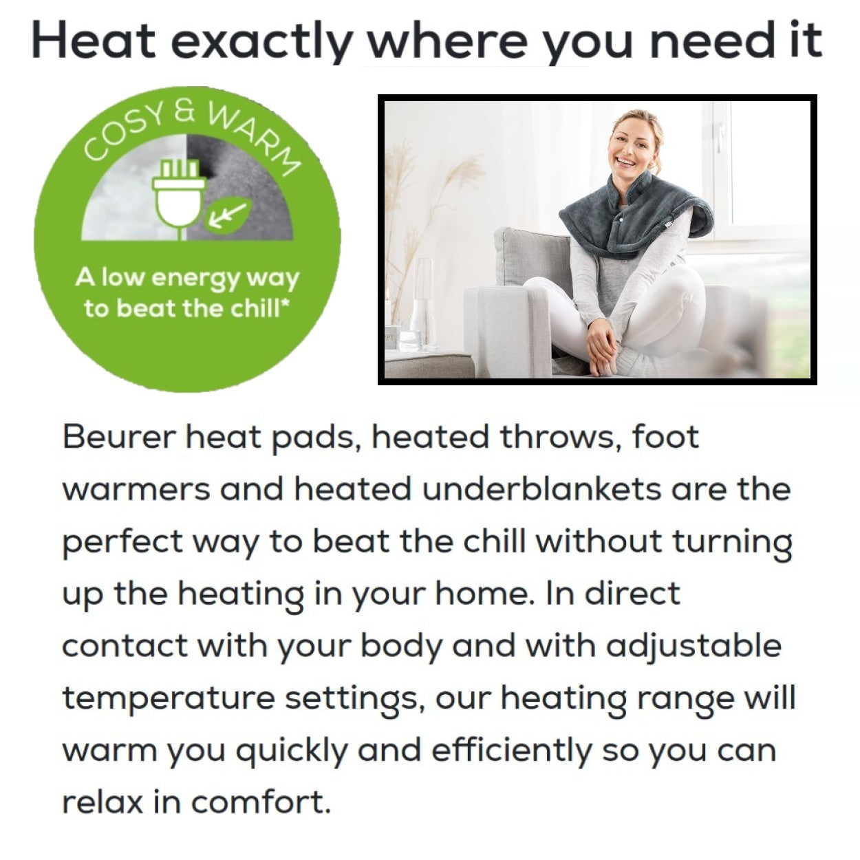 Beurer HK 54 GREY Cosy Electric Heat Pad for Shoulders & Neck