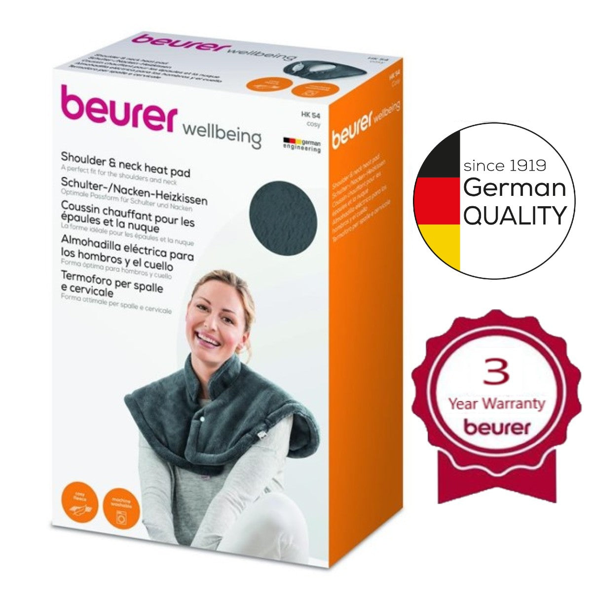 Beurer HK 54 GREY Cosy Electric Heat Pad for Shoulders & Neck