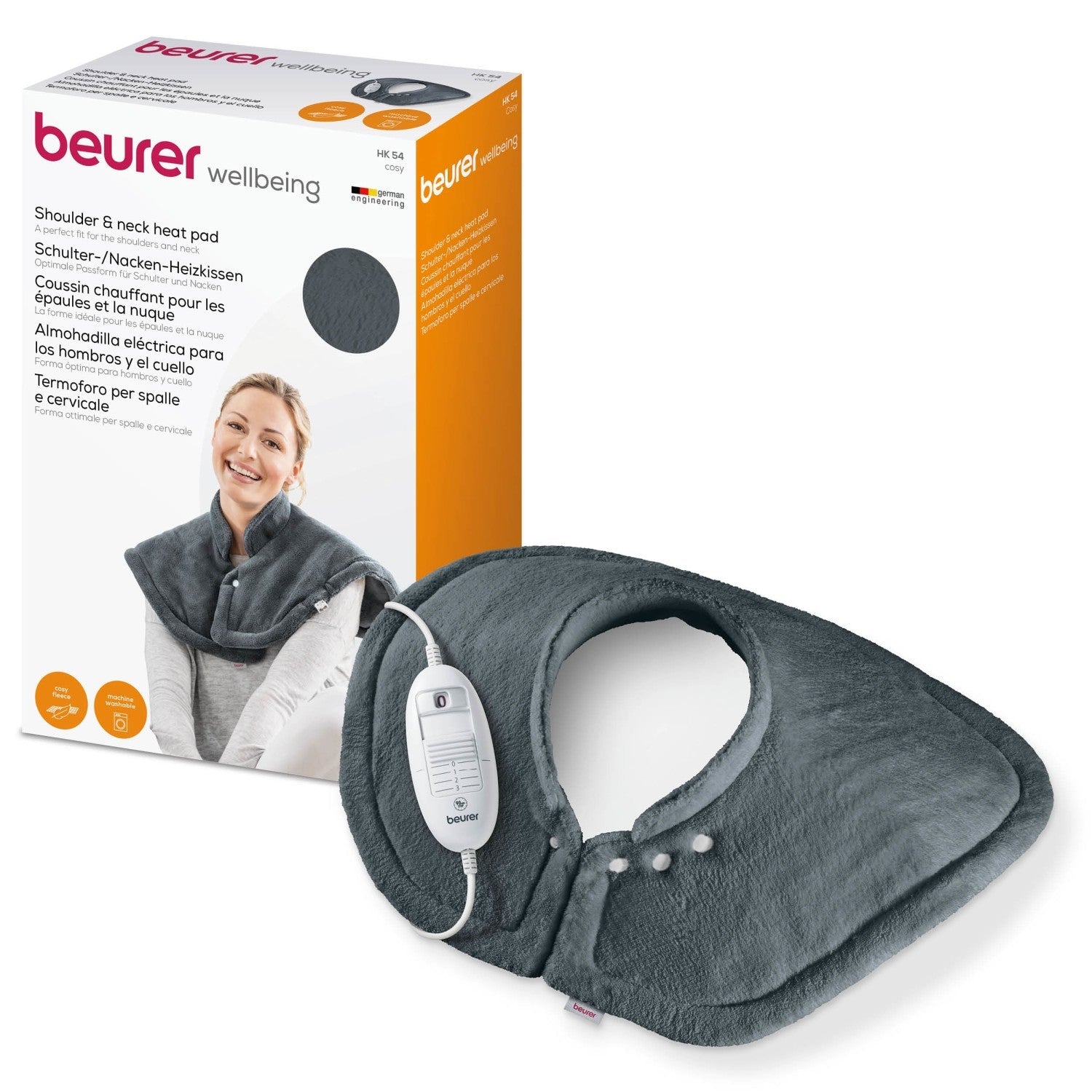 Beurer HK 54 GREY Cosy Electric Heat Pad for Shoulders & Neck