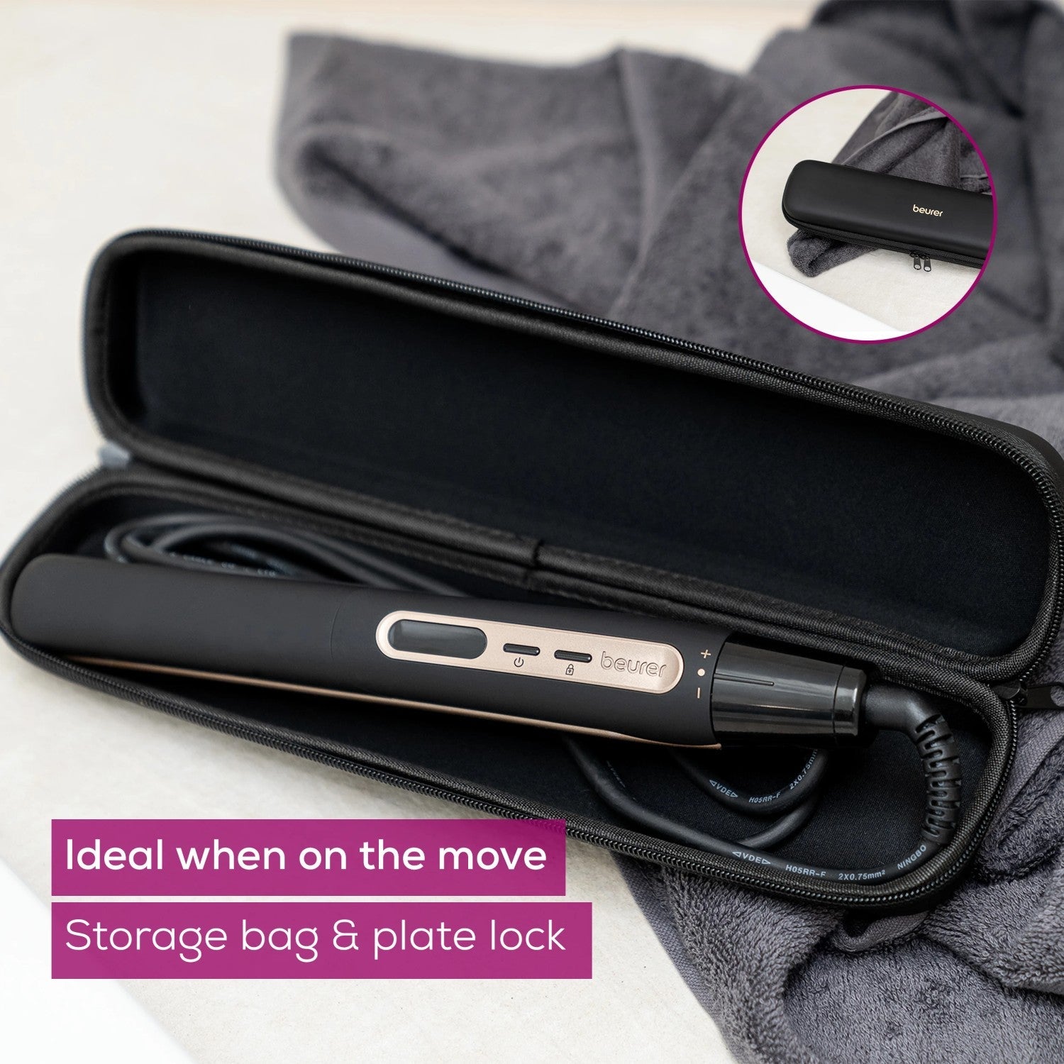 Beurer HS 100 Hair Straightener & Curler: High Speed Power. Heats up Ready in Seconds