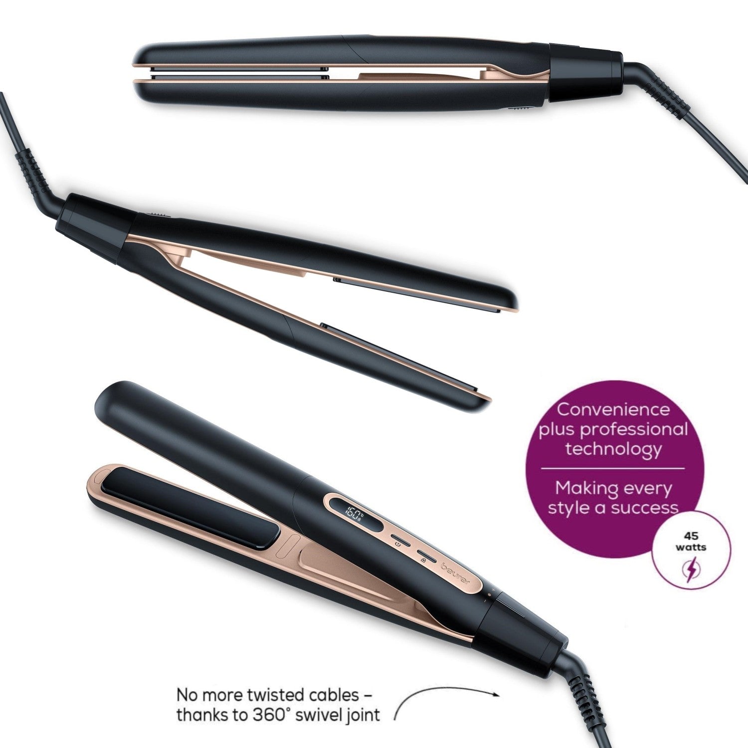 Beurer HS 100 Hair Straightener & Curler: High Speed Power. Heats up Ready in Seconds