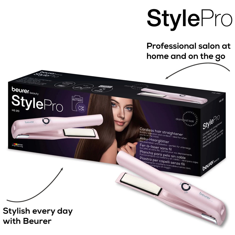 Beurer Hair Straightener: Cordless USB Rechargeable Compact Travel Straightener HS 20