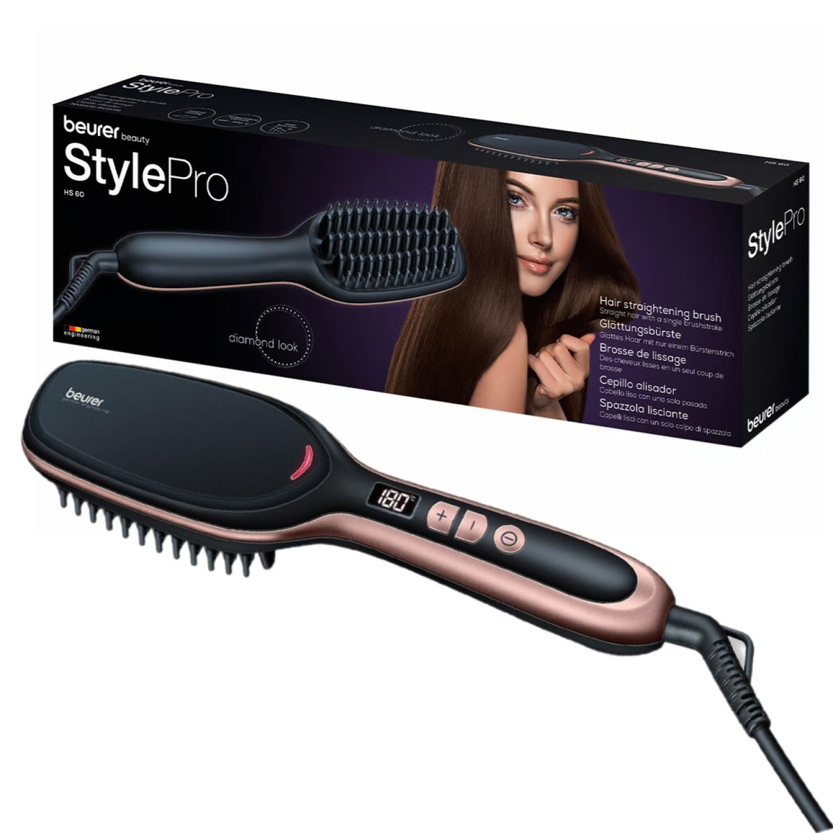 Beurer HS 60 Hair Straightening Brush with Ceramic Protective Coating