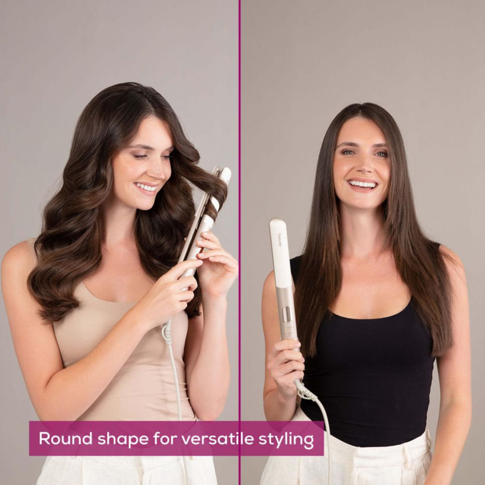 Beurer HS 70 Hair Straightener: Protective Ceramic Coating | Ion Function | 100- 220°C | Straighten or Curl